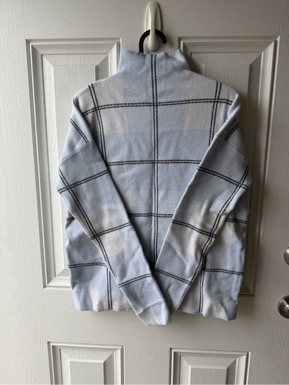 Rachel Zoe Light Blue Plaid Turtleneck Sweater